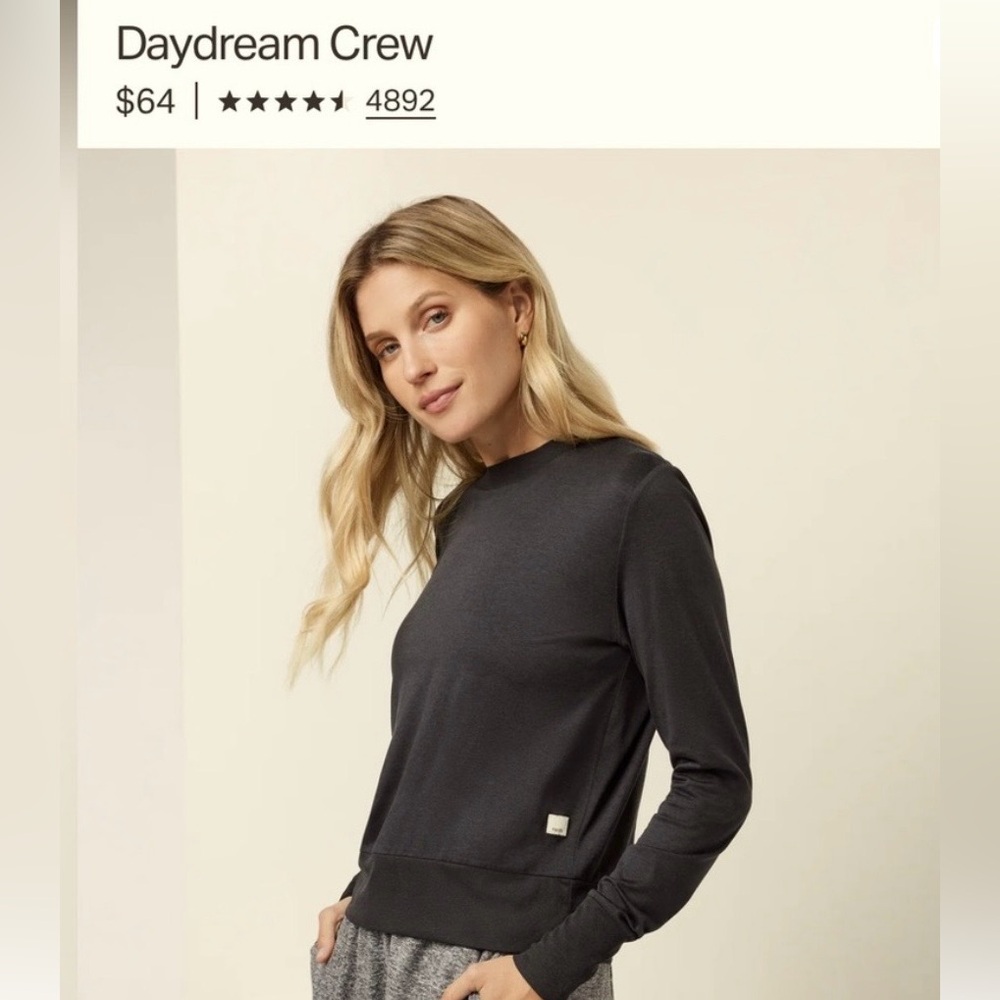 Vuori Daydream Crew Long Sleeve Tee - Black